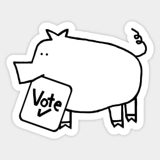 Cute Pig says Vote Outline Sticker